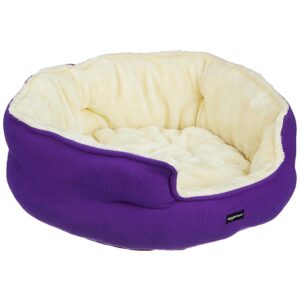 Basics Microfiber Fleece Pet Bed | Indoor Bed for Cats & Dogs | Small | Extra Soft & Durable | Purple | 58 x 57 x 24 cm