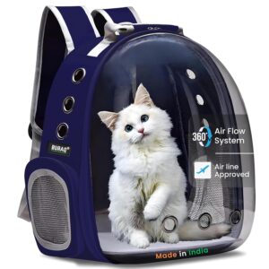 Buraq Astronaut Transparent Pet Carrier Backpack - for Travel, Hiking, Designed with Breathable Space, Ventilated, Airline-Approved, Sturdy Pad for Puppies & Cats (31.8L x 25.4W x 41.9H Centimeters)