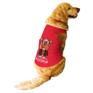 Ruse. Pet Bosspup Round Neck Sleeveless Vest Tank T-Shirt/Tees for Dog Clothes Summer Apparel./X-Large (Full Grown Retrievers, Labs etc.)