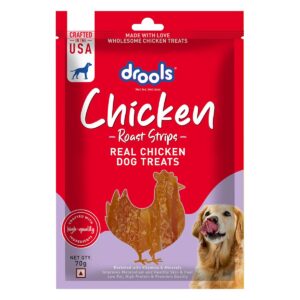 Drools Real Chicken Roast Strips, Dog Treats, 70gm | Rich in Protein, No Artificial Preservatives | Best for Training & Bonding | for Puppy & Adult | Formulated in USA | Premium Treats |