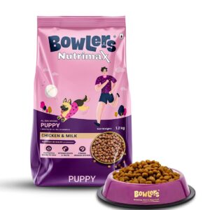 Bowlers Nutrimax Puppy Dry Dog Food | Chicken & Milk |3 kg | Promote Healthy Growth | Strong Bones & Muscle Development